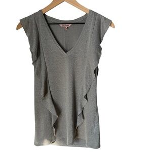 Juicy Couture Long Silver Metallic Tank Blouse With Ruffles Size M- Glittery!